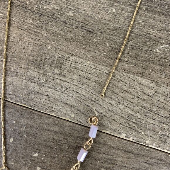 Stephan & Co Gold Tone Beaded Agate Stone Chain Necklace Resin Charm (Broken) - Picture 5 of 10